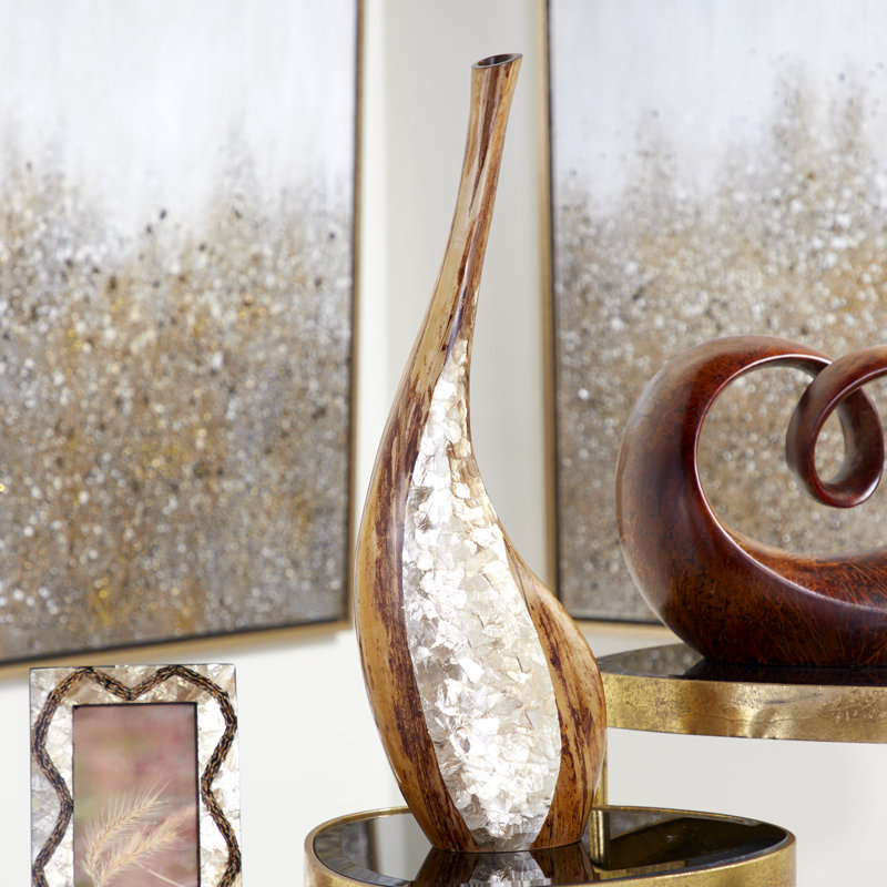 World Menagerie Cathey Capiz Shell Banana Wood Floor Vase & Reviews